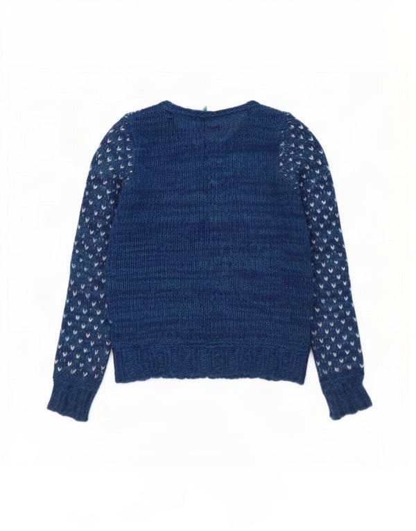 Suéter cardigã feminino Benetton 11-12 anos 2XL azul Fair Isle Christmas