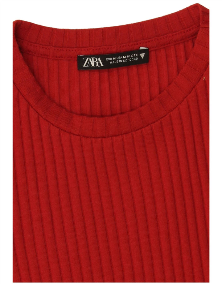 Zara Vestido feminino de malha bodycon Reino Unido 12 vermelho médio