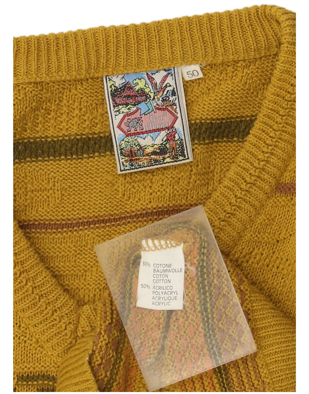 Regata masculina Gino diRoma com colete IT 50 algodão Fair Isle amarelo médio