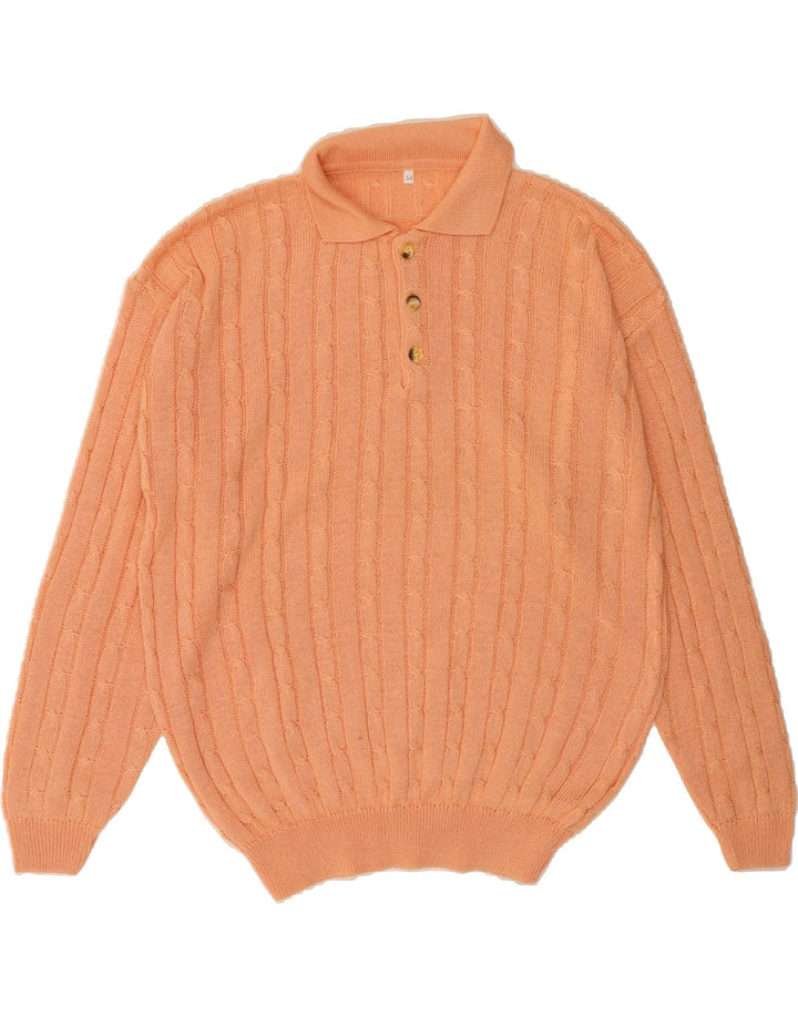 VINTAGE Mens Polo Neck Jumper Sweater IT 54 XL Pink Cotton Vintage Vintage and Second-Hand Vintage from Messina Hembry 