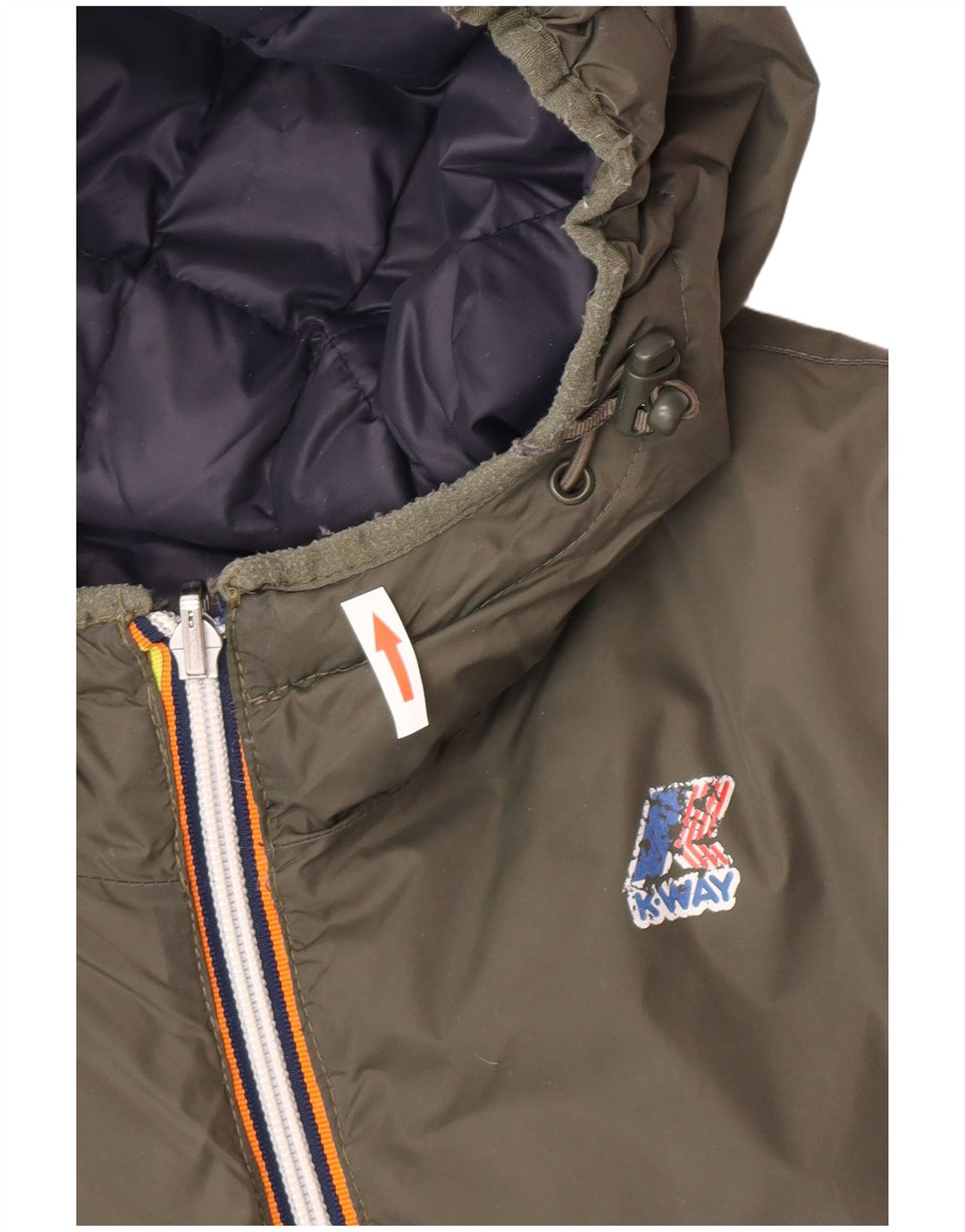 Jaqueta masculina acolchoada reversível com capuz K-Way UK 38 poliamida verde médio