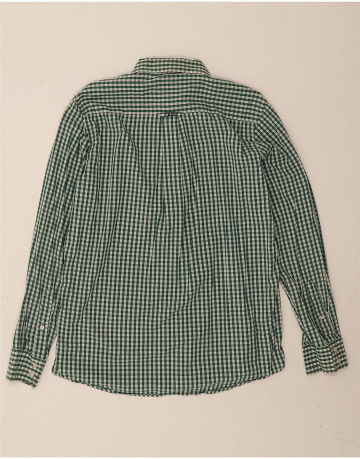 Crew Clothing Camisa masculina grande algodão guingão verde