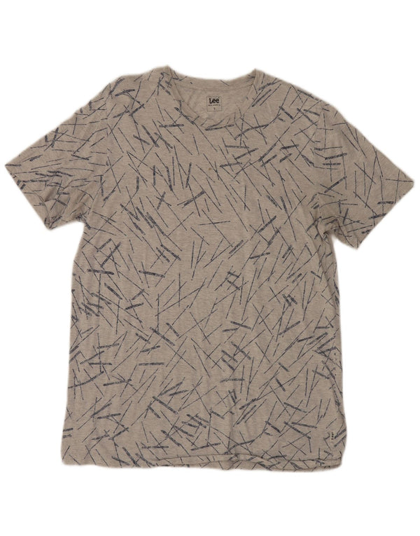 Lee Camiseta masculina top pequeno algodão listrado cinza