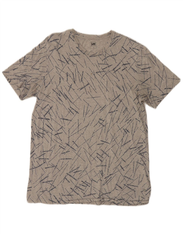 Lee Camiseta masculina top pequeno algodão listrado cinza