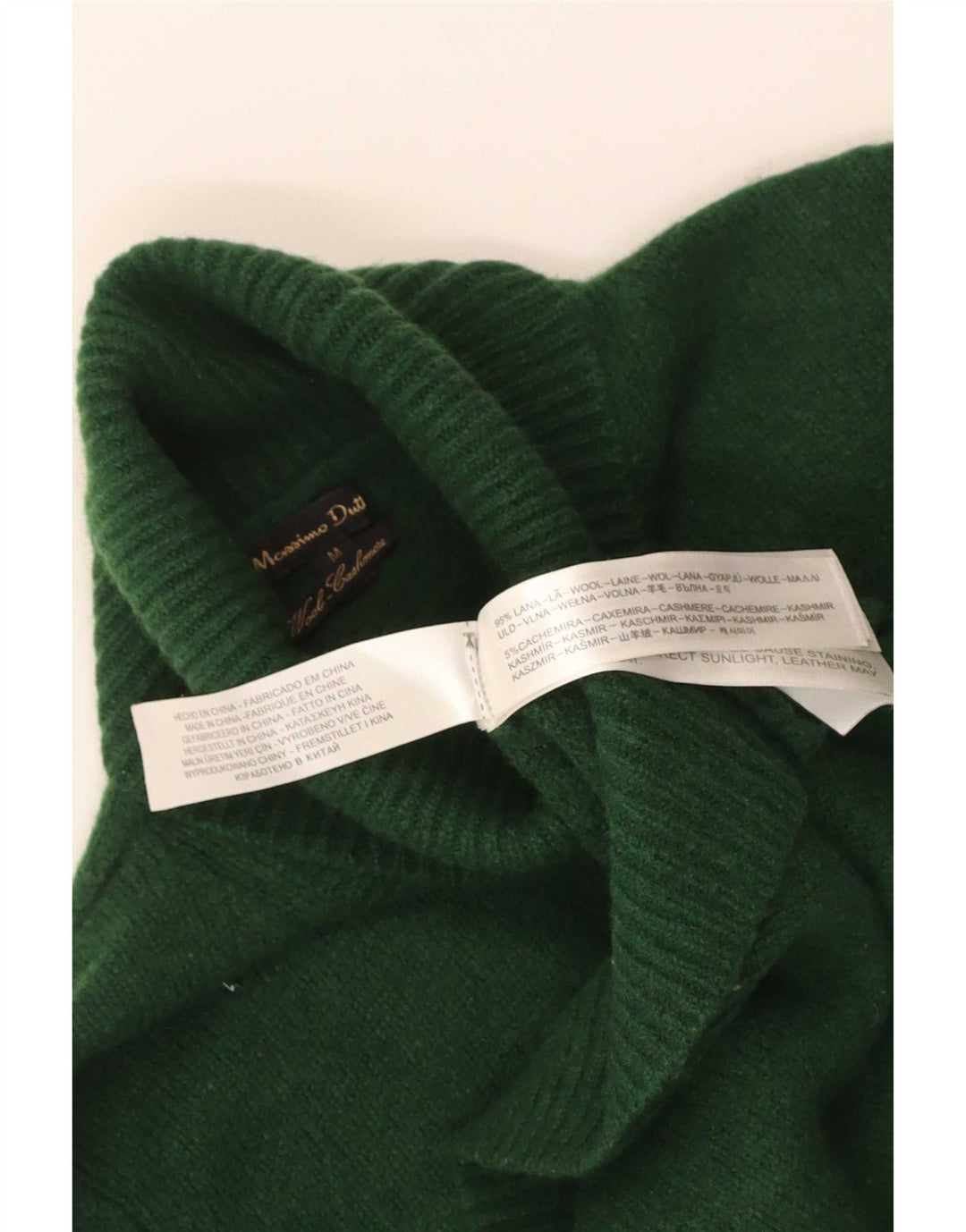 Suéter feminino Massimo Dutti com gola alta e gola redonda Reino Unido 12 lã verde médio