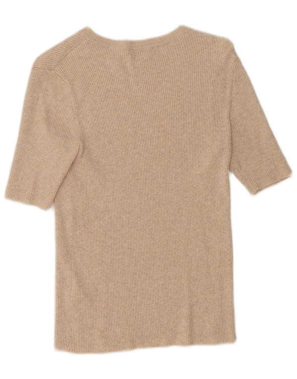 Camiseta feminina Marks & Spencer Top UK 12 Viscose bege médio