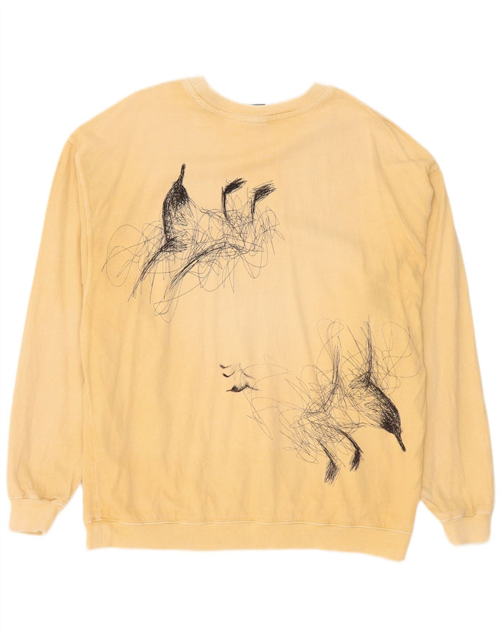 Zara moletom gráfico masculino jumper médio bege algodão