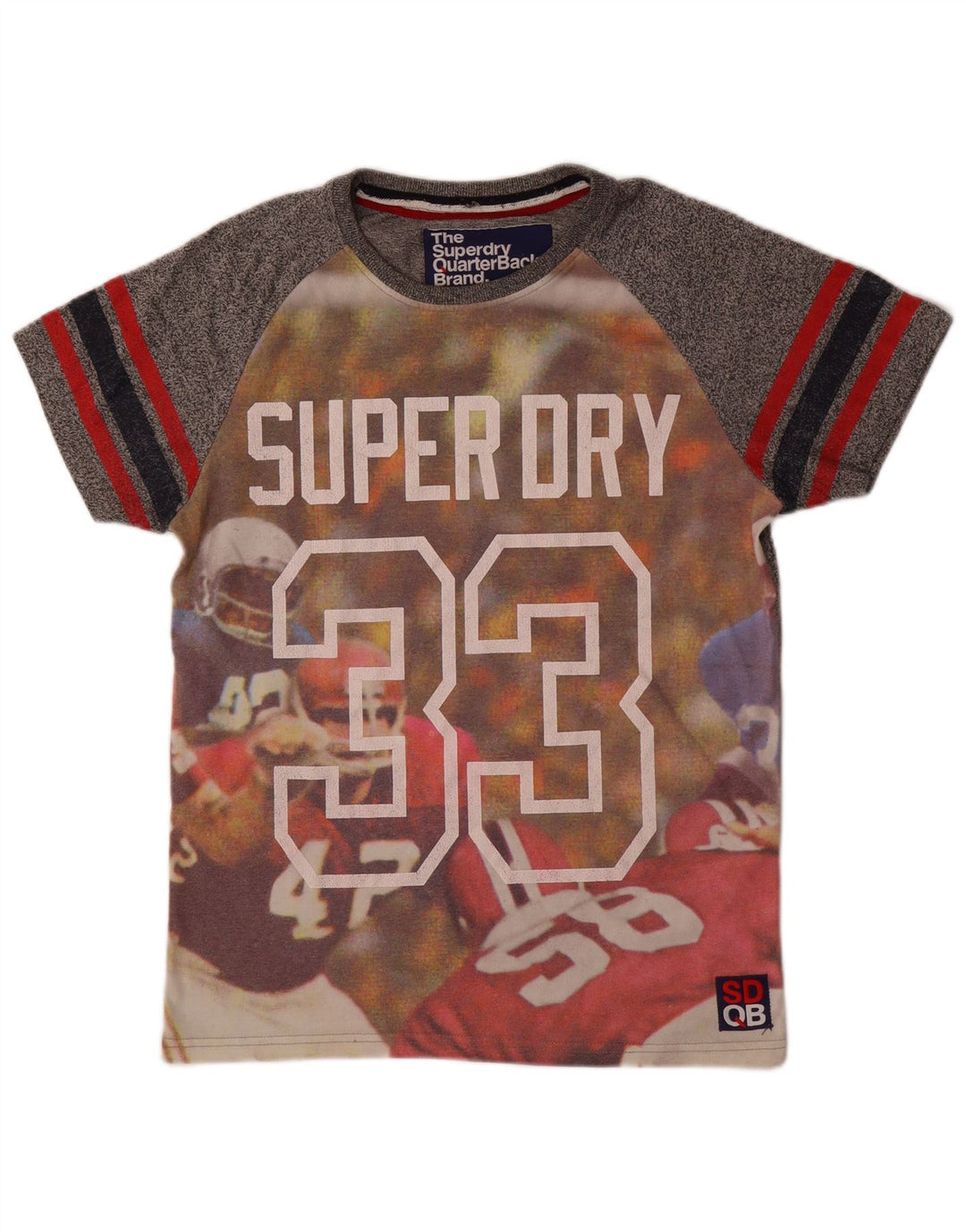 Camiseta gráfica masculina Superdry Top cinza médio algodão