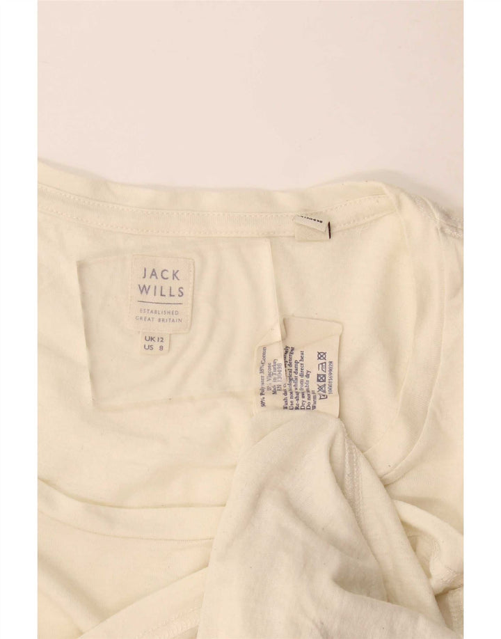 Jack Wills Womens T-Shirt Top UK 12 Medium Off White Poliéster