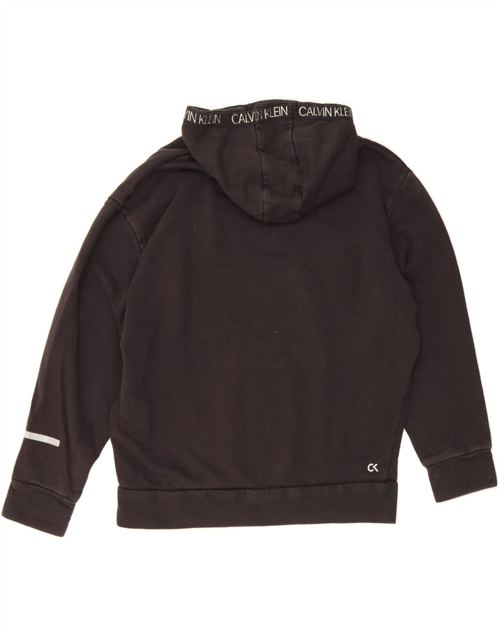 CALVIN KLEIN Mens Graphic Hoodie Jumper Small Black Cotton Vintage Calvin Klein and Second-Hand Calvin Klein from Messina Hembry 