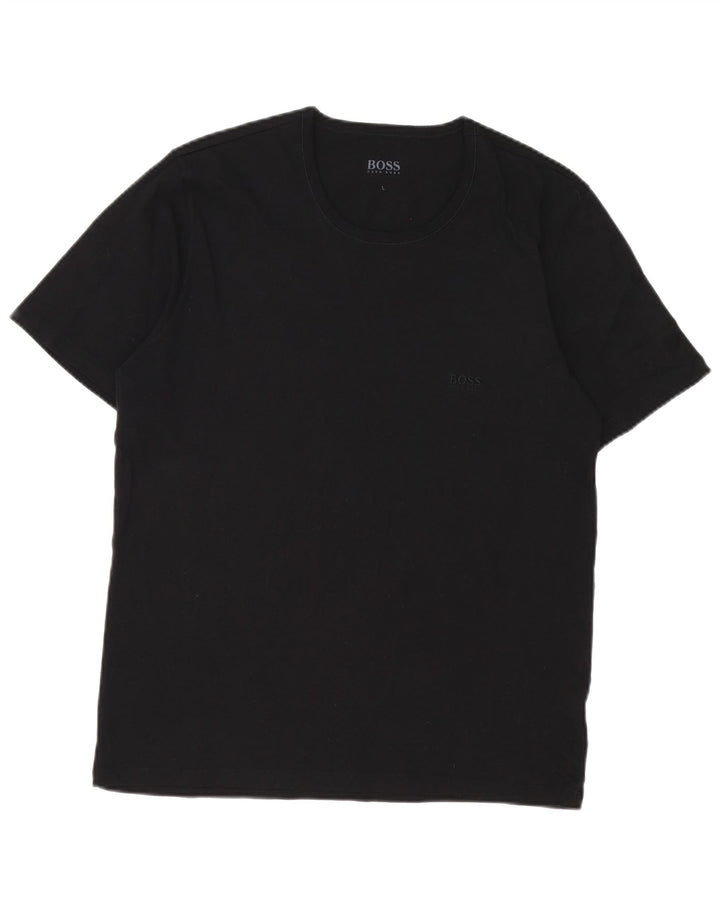 Camiseta masculina Hugo Boss grande algodão preto
