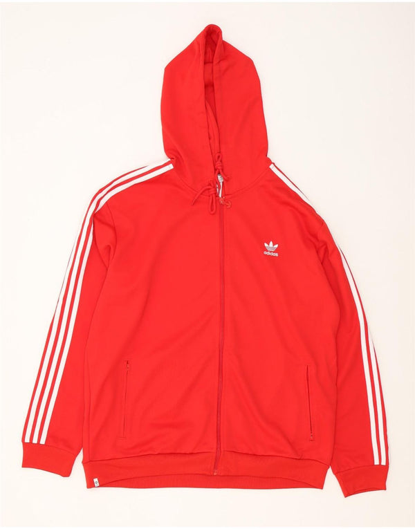 Adidas Mens Zip Hoodie Sweater XL Vermelho Poliéster