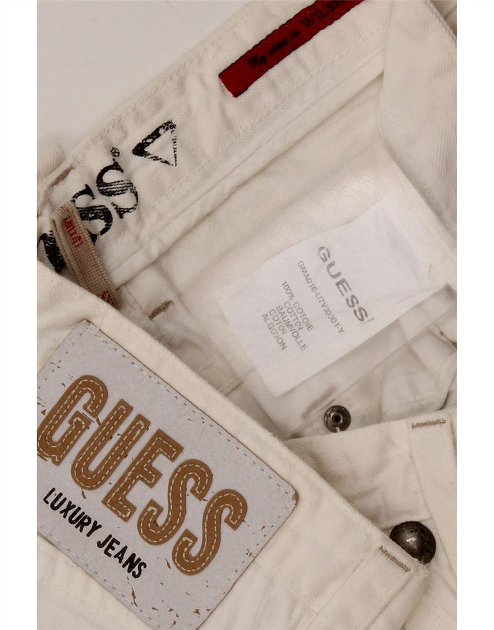 Guess Mens Straight Jeans W34 L36 Algodão Branco