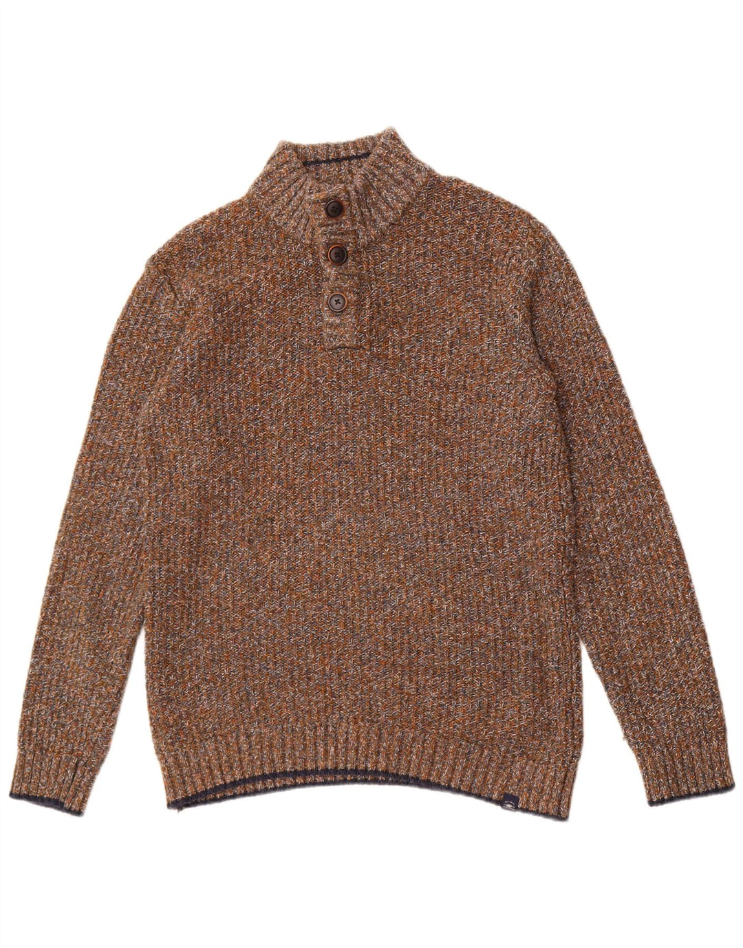 Suéter masculino Fat Face com gola redonda e algodão manchado marrom médio