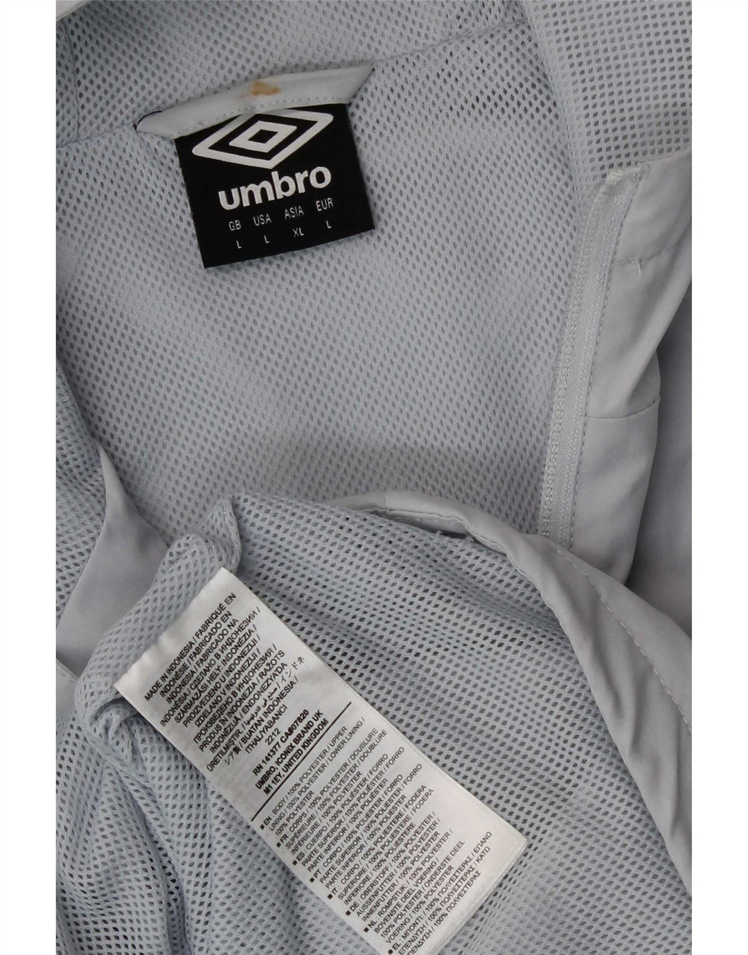 Jaqueta de chuva masculina Umbro Graphic com capuz Reino Unido 40 poliéster cinza grande