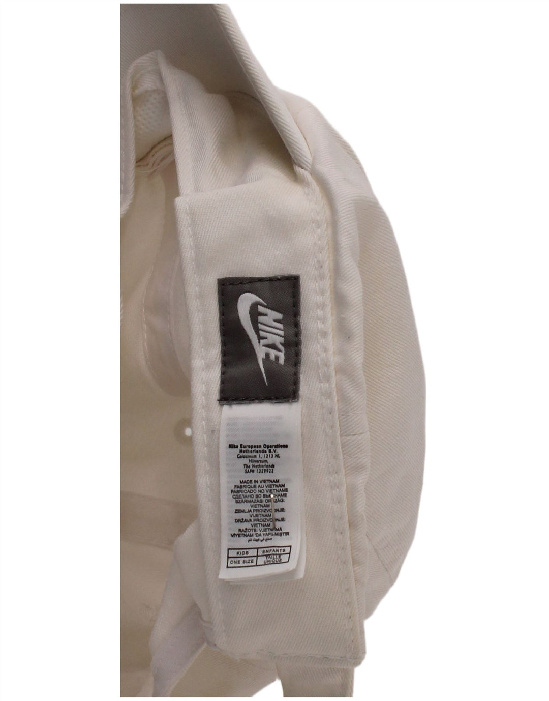 Boné de beisebol Nike Boys tamanho único algodão branco