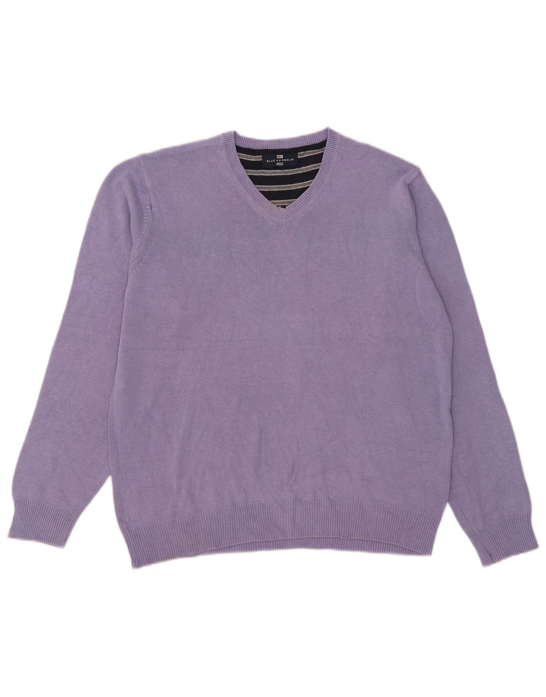 Suéter masculino Marks & Spencer Blue Harbor com decote em V roxo médio