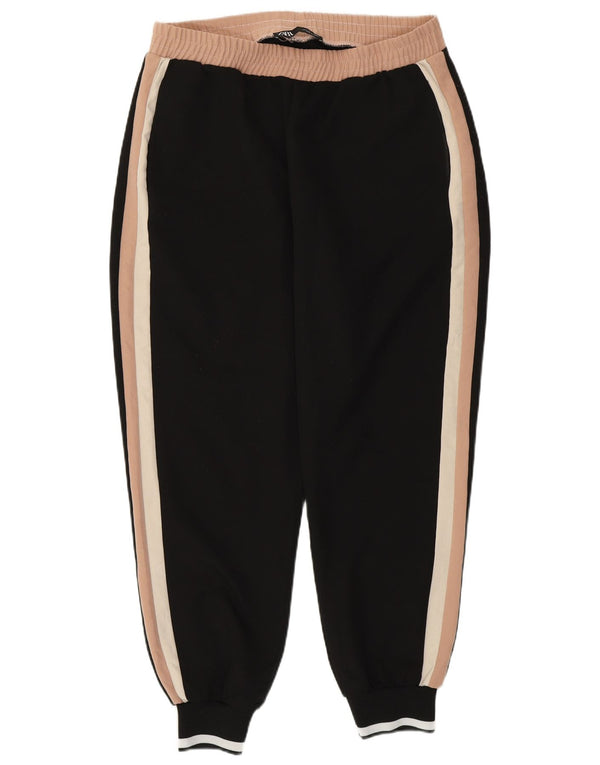 Calça de treino feminina Zara Joggers UK 14 grande bloco colorido preto