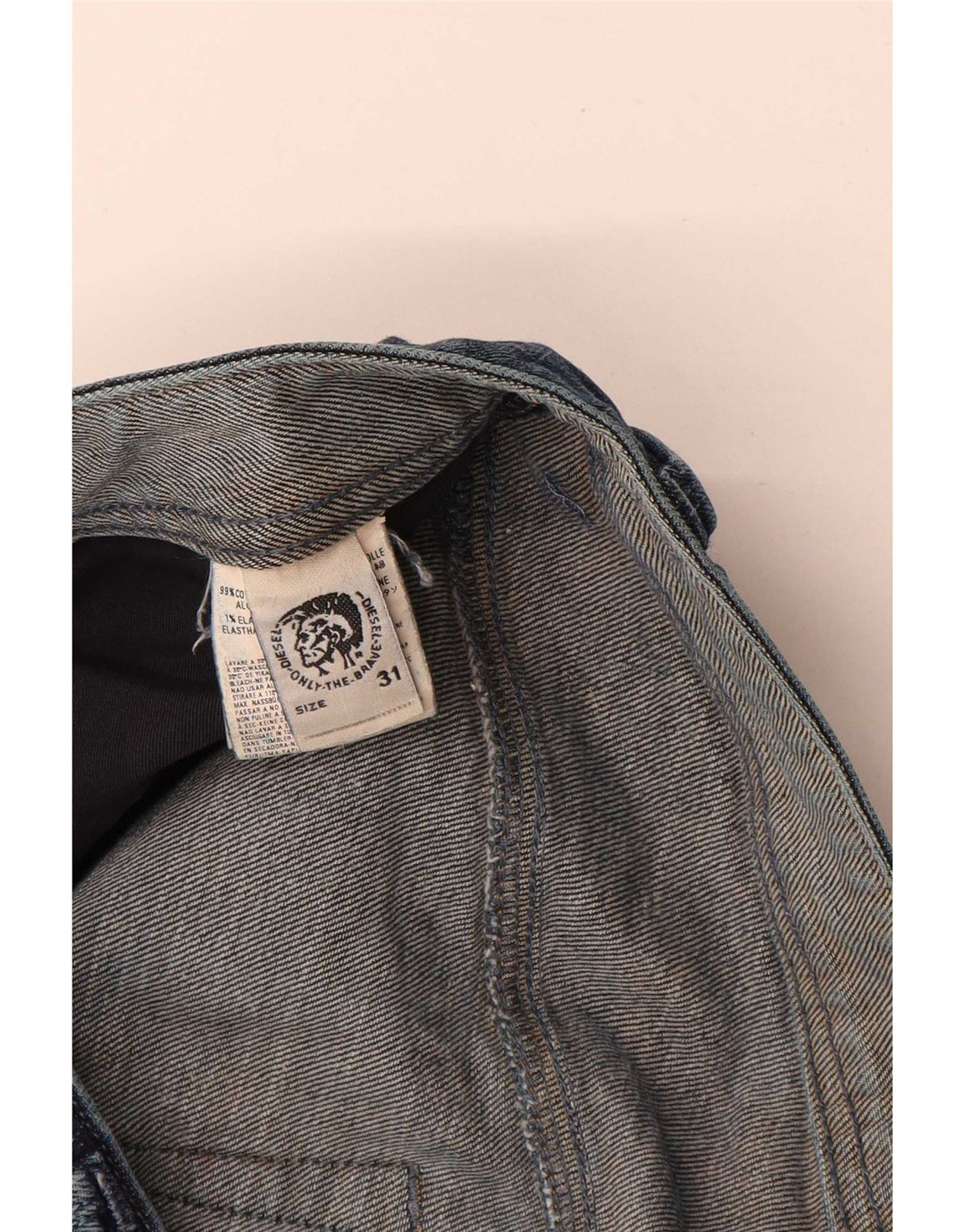 Jeans retos masculinos diesel desgastados W31 L32 algodão azul