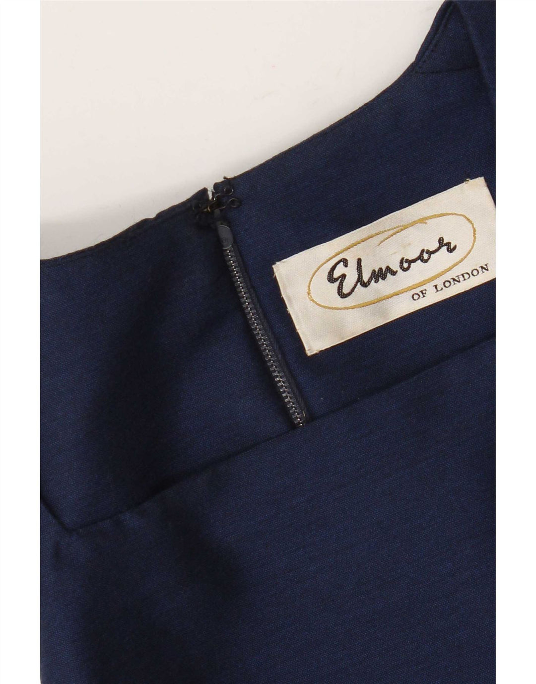 Vestido bainha feminino vintage UK 10 pequeno azul marinho