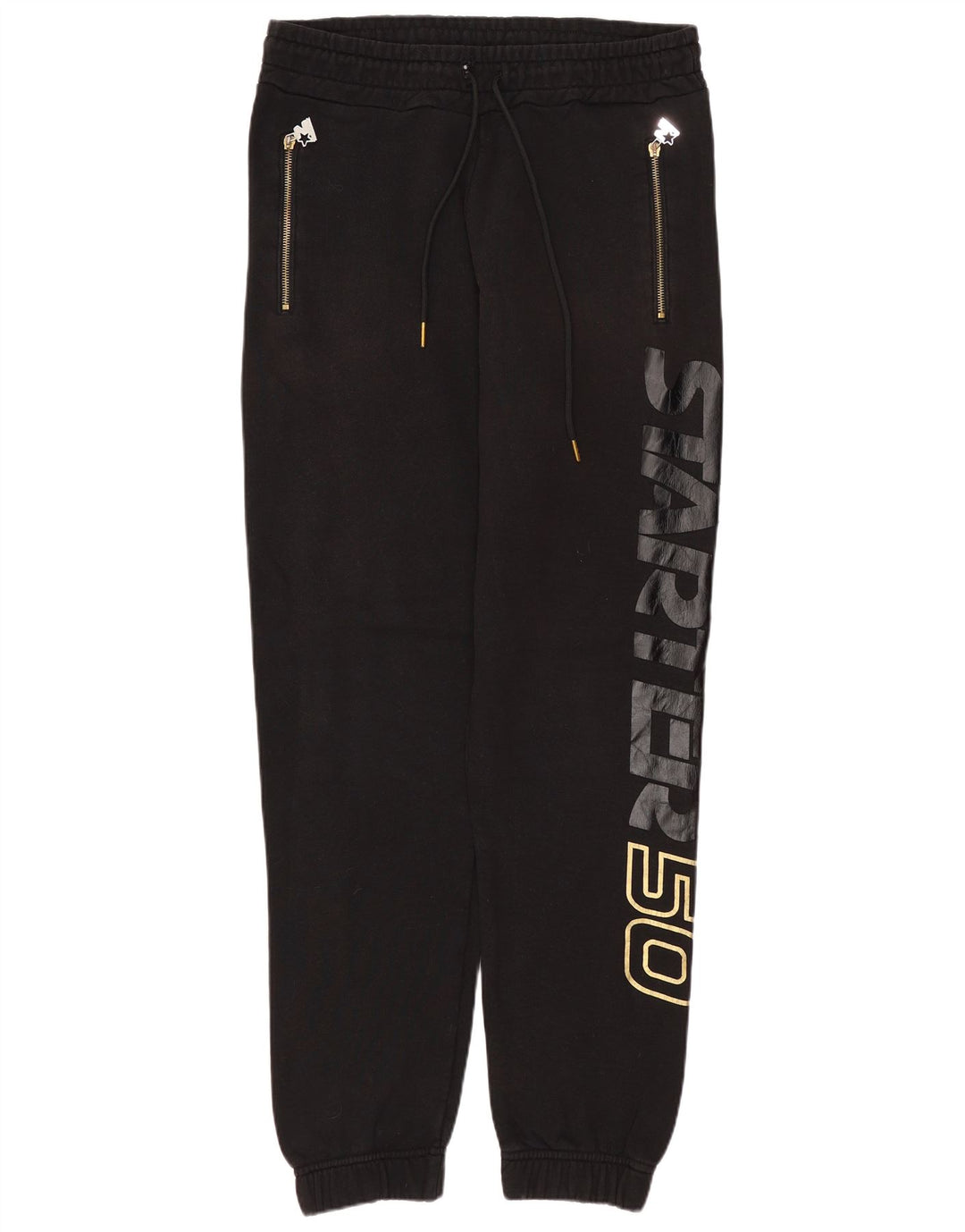 STARTER Calça de treino masculina gráfica Joggers médio algodão preto