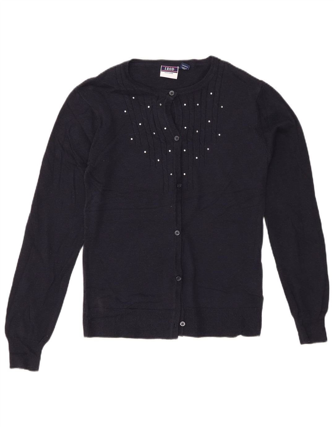 Suéter cardigã feminino IZOD 15-16 anos XL azul marinho algodão