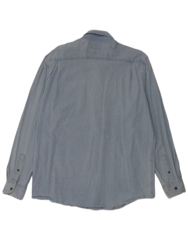 Camisa jeans masculina Wrangler grande algodão azul