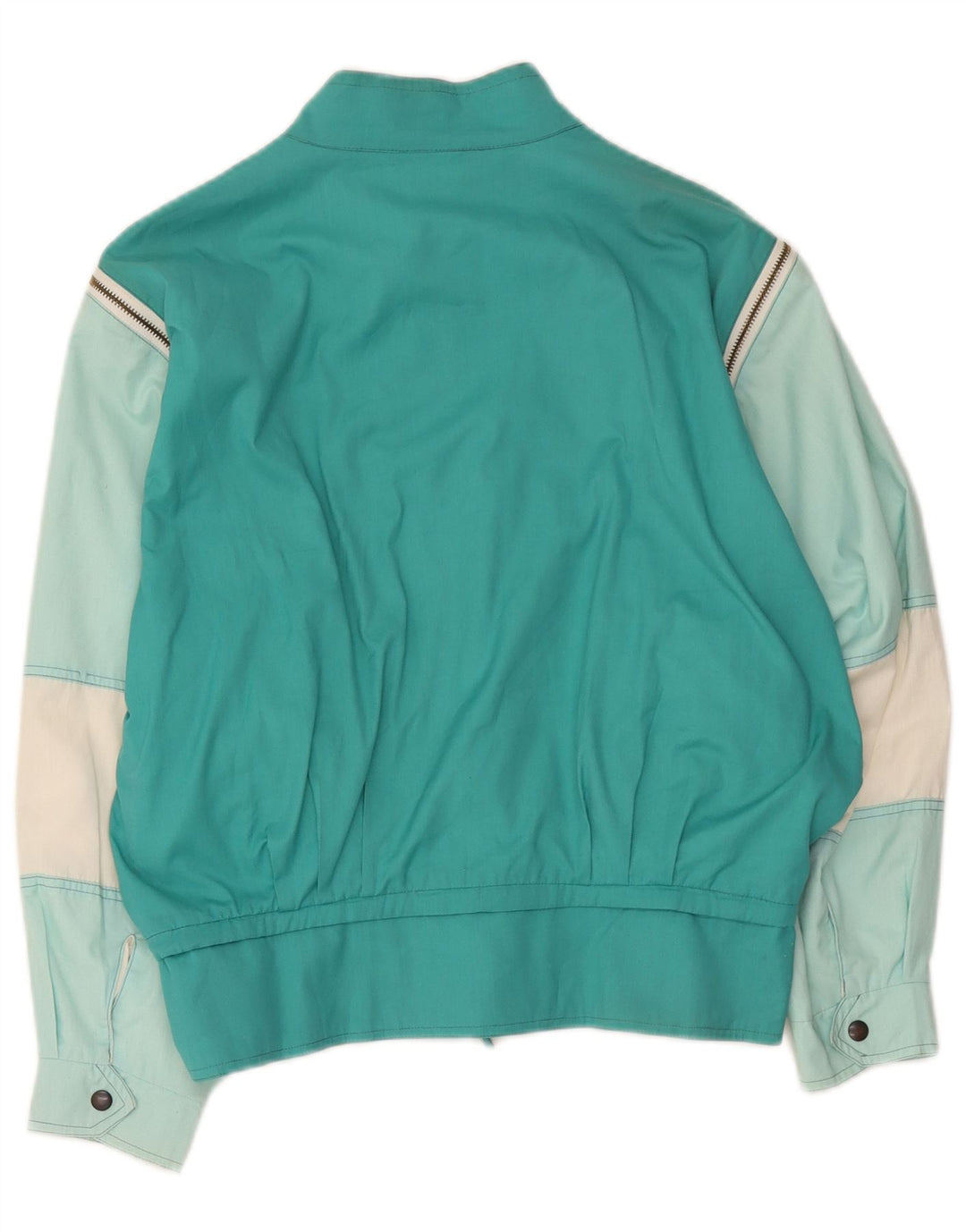 Jaqueta bomber feminina vintage UK 12 poliéster colorblock turquesa médio