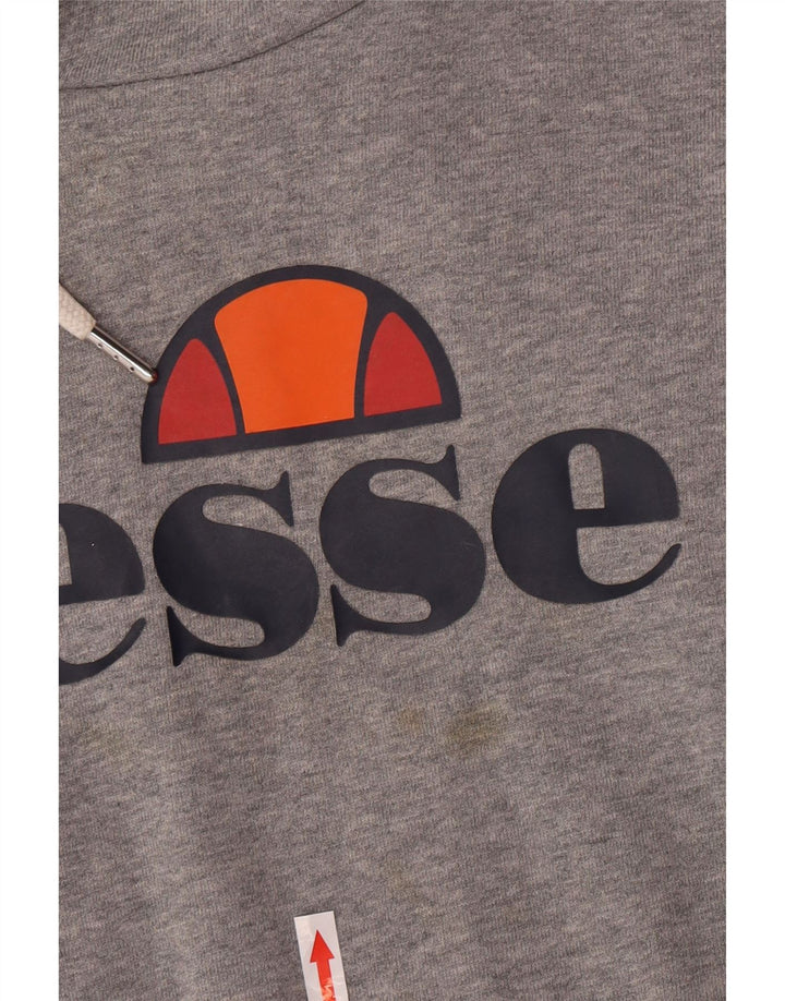 Suéter Ellesse masculino com capuz gráfico cinza médio algodão