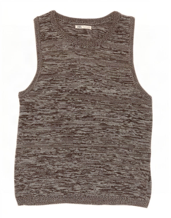 Regata masculina Zara com colete grande acrílico manchado cinza