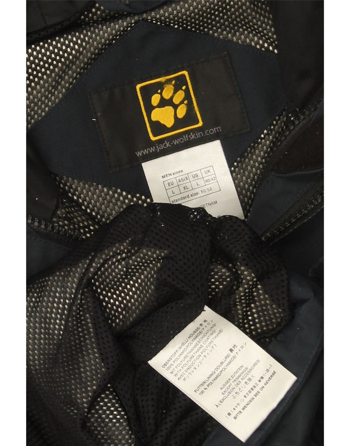 Jaqueta de chuva masculina JACK WOLFSKIN com capuz Reino Unido 40/42 grande azul marinho poliamida