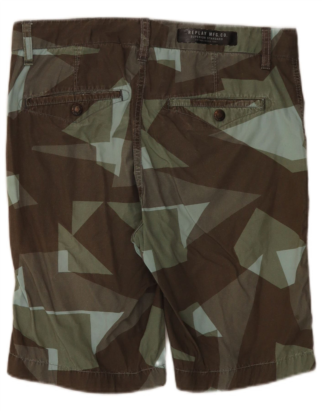 Replay Mens Chino Shorts W30 Médio Algodão Geométrico Multicolorido