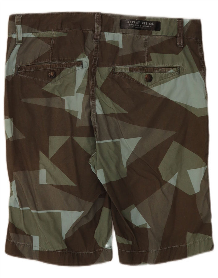 Replay Mens Chino Shorts W30 Médio Algodão Geométrico Multicolorido