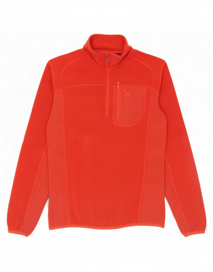 SALEWA Suéter masculino de lã com zíper e gola grande vermelho