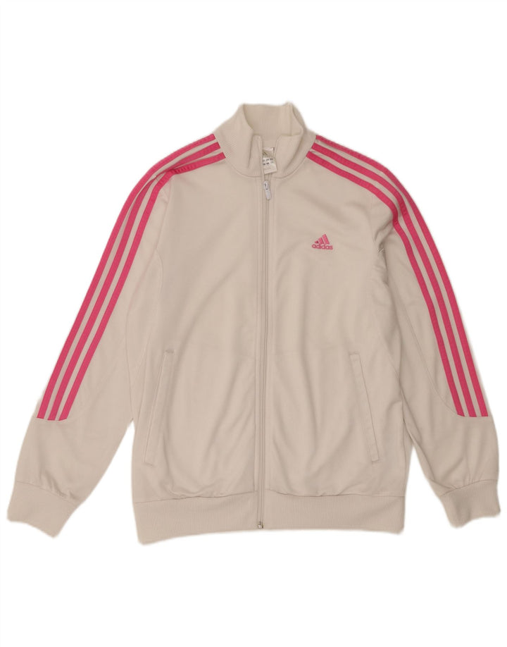 Casaco de treino Adidas para meninas 13-14 anos branco poliéster