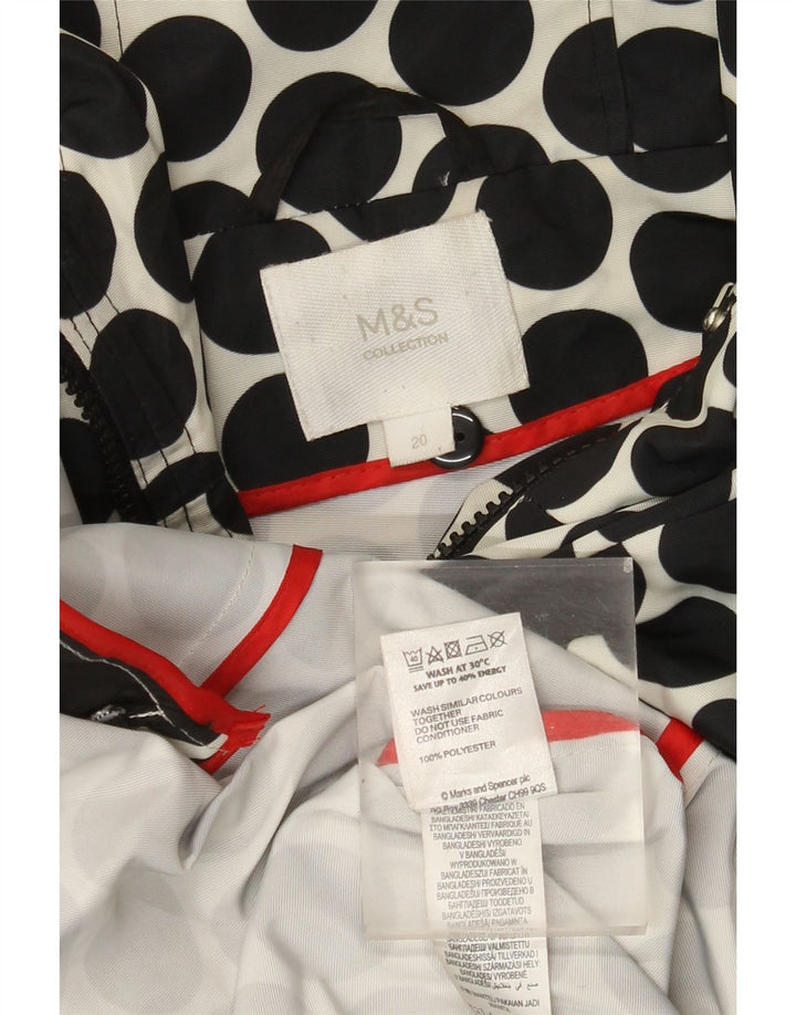 Jaqueta de chuva feminina com capuz MARKS & SPENCER UK 20 2XL bolinhas pretas