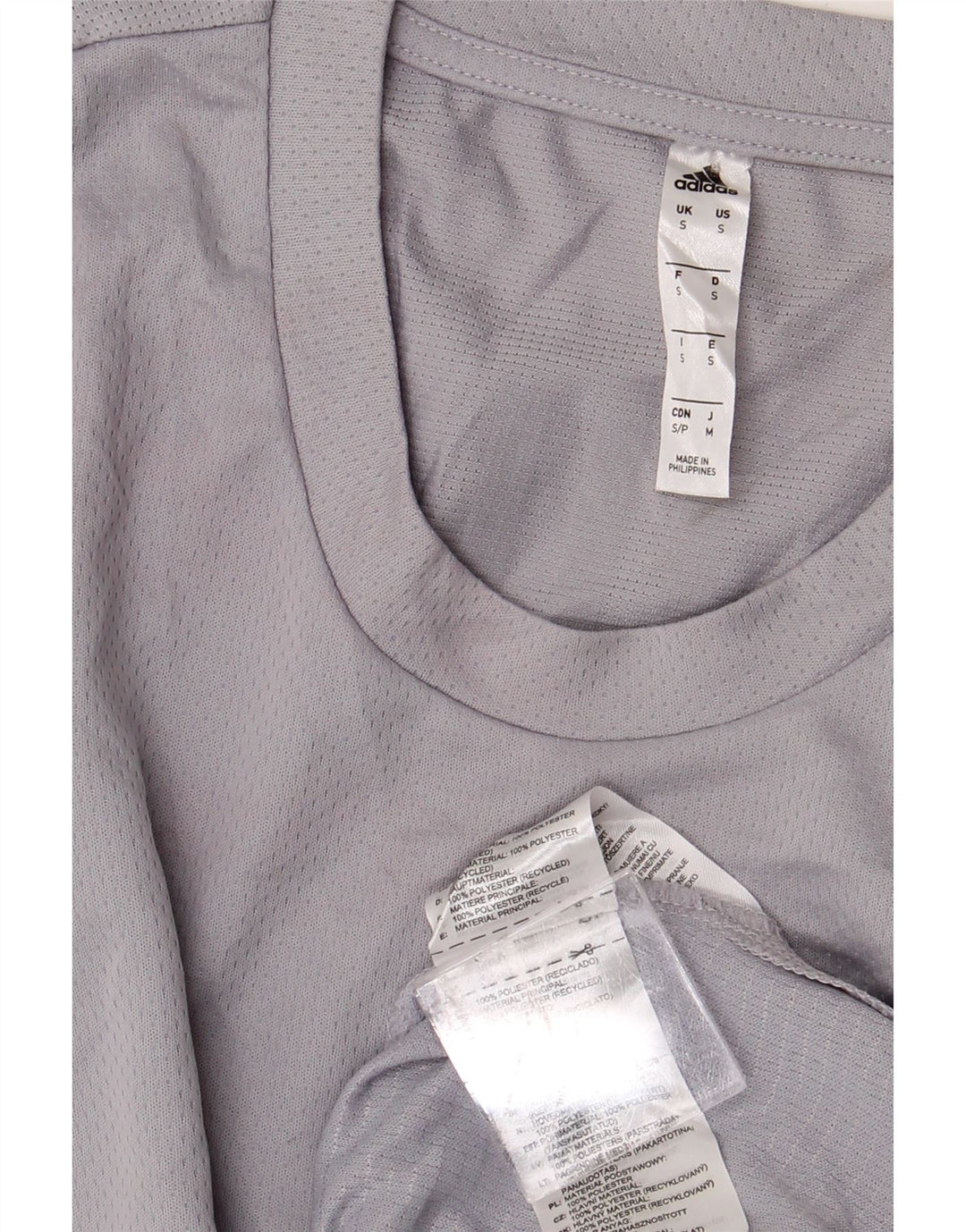 ADIDAS Mens T-Shirt Top Pequeno Poliéster Cinzento