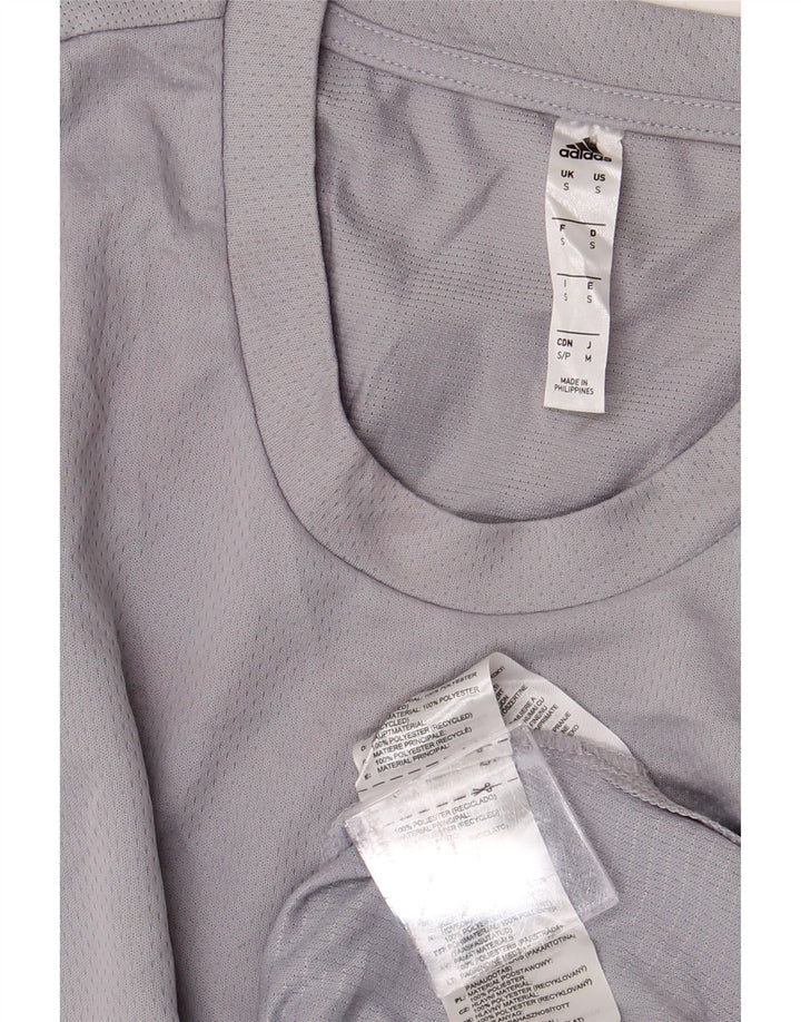 ADIDAS Mens T-Shirt Top Pequeno Poliéster Cinzento