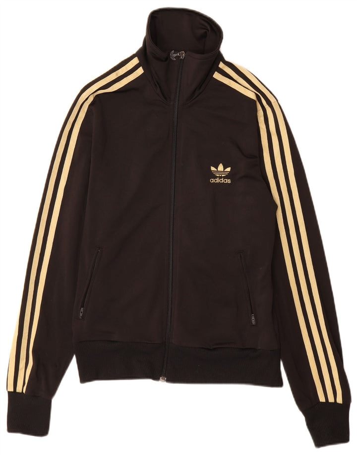 ADIDAS Womens Graphic Tracksuit Top Jacket IT 40 Pequeno Poliéster Preto