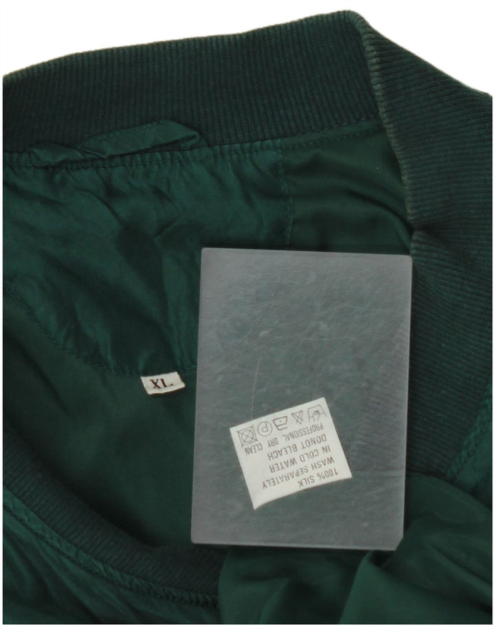 Jaqueta bomber masculina VINTAGE UK 42 XL seda verde