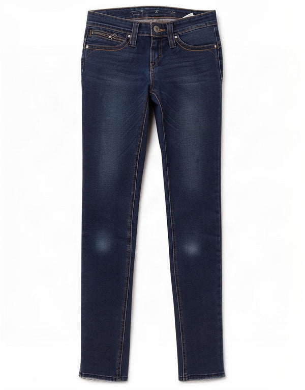 Jeans skinny feminino de cintura baixa Levi's W27 L31 algodão azul marinho