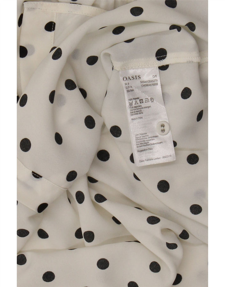 Blusa feminina sem mangas Oasis UK 8 pequena bolinha branca poliéster