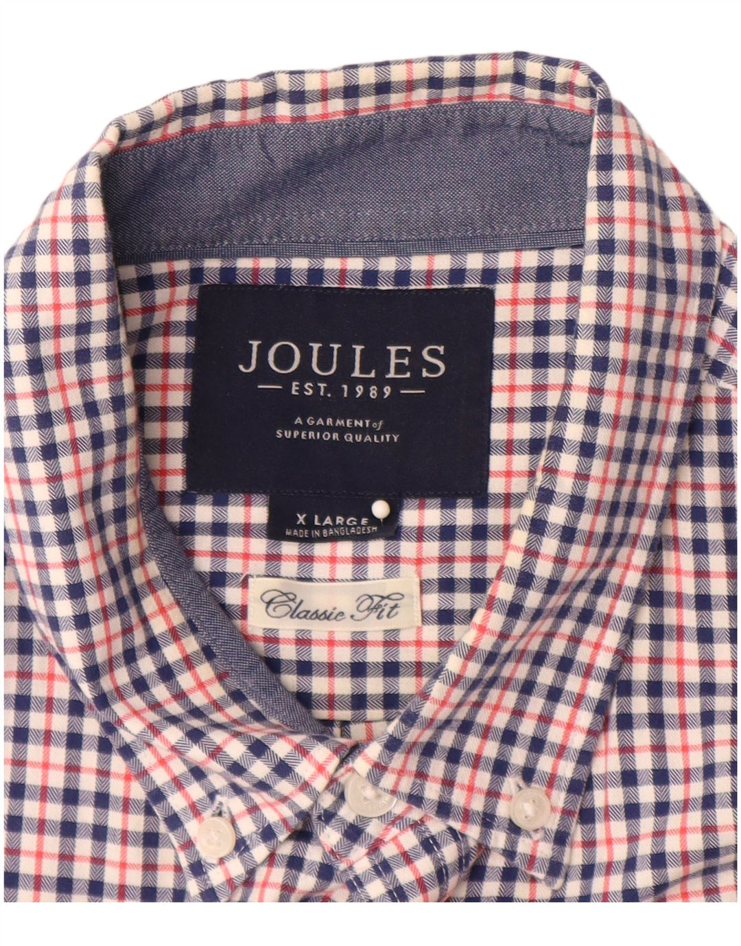 Camisa masculina de flanela JOULES Classic Fit XL algodão guingão multicolorido