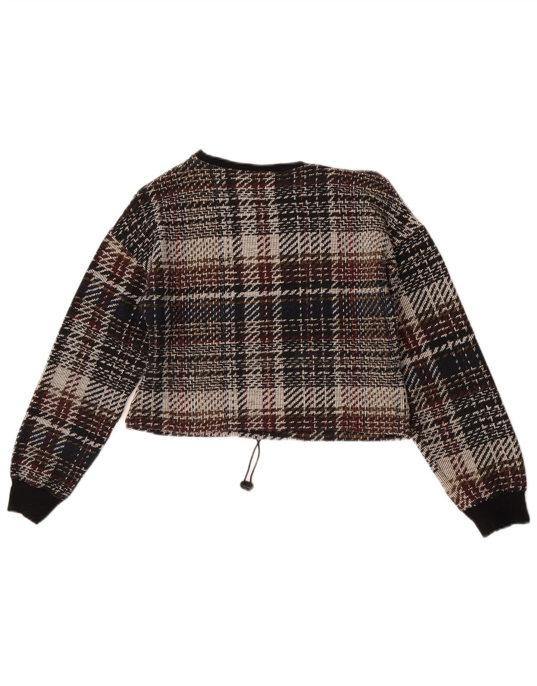 Zara Womens Trafaluc manga comprida Crop Top UK 10 pequeno xadrez multicolorido