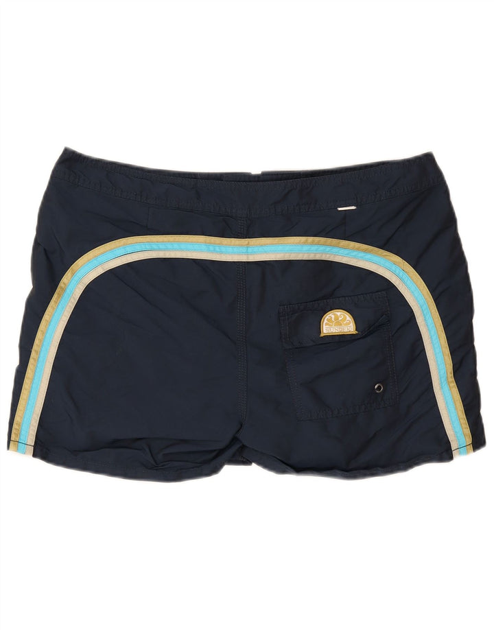 Shorts de natação masculino Sundek grande poliéster listrado azul marinho