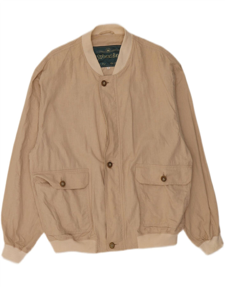 Jaqueta bomber masculina St John's Bay UK 40 grande linho bege
