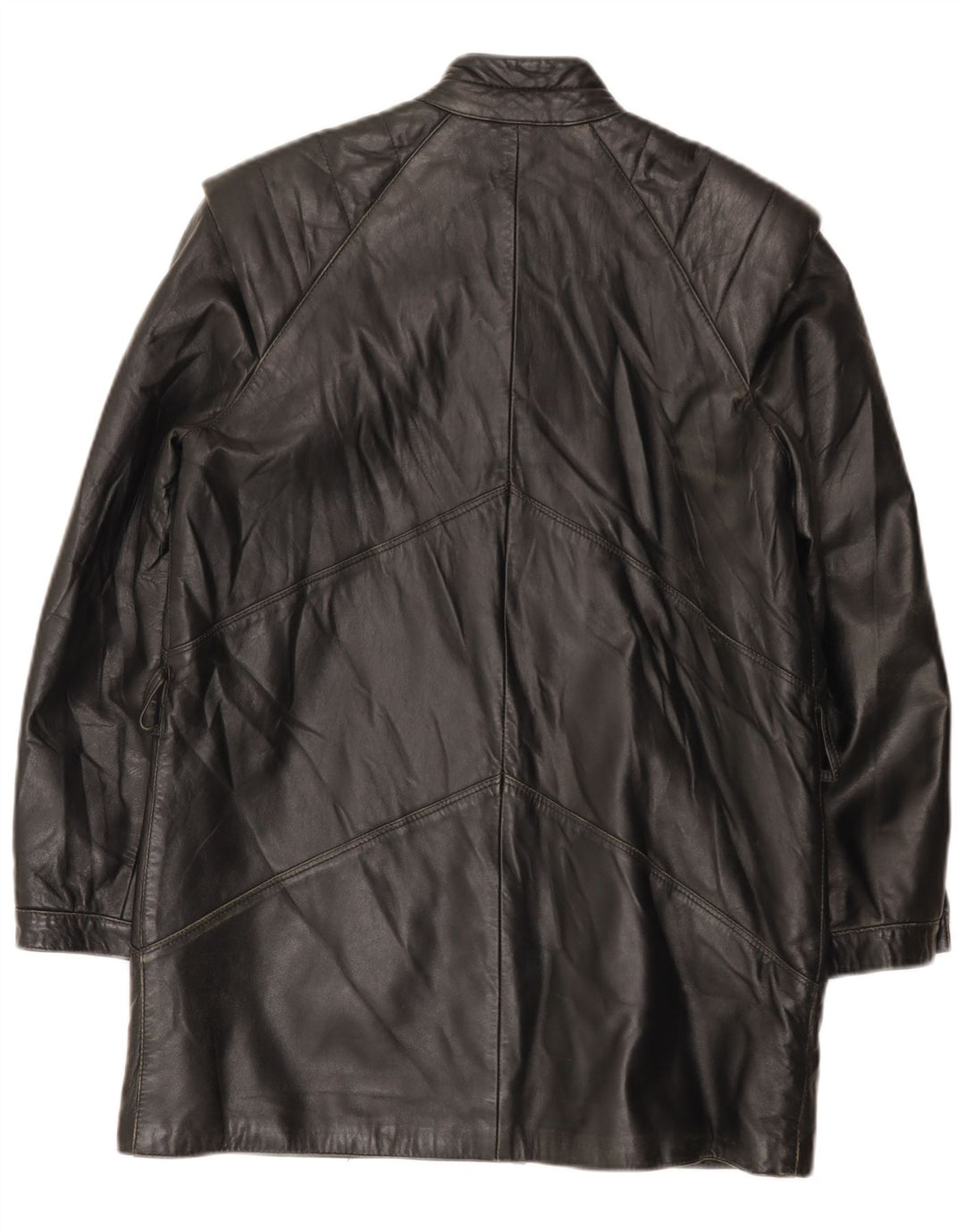 Casaco de couro feminino vintage IT 42 médio preto