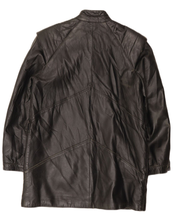 Casaco de couro feminino vintage IT 42 médio preto