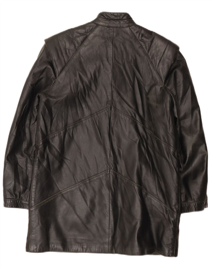 Casaco de couro feminino vintage IT 42 médio preto