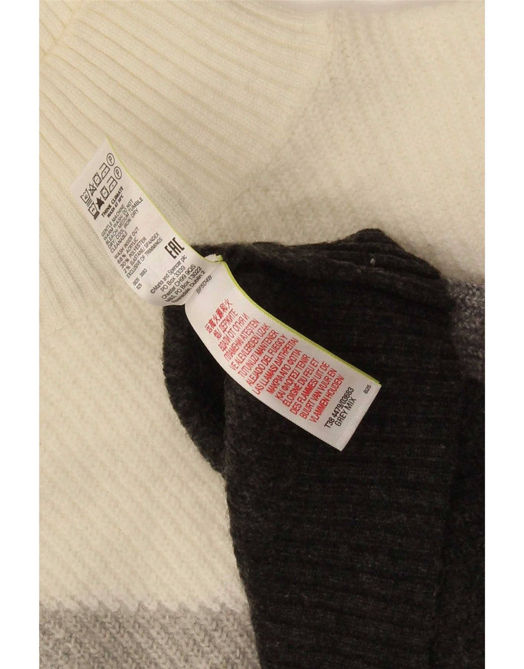 Suéter feminino Marks & Spencer com gola tartaruga Reino Unido 14 grande cinza